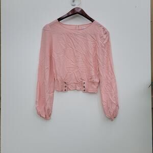 Love, Fire Ruched Crop Top Pink M